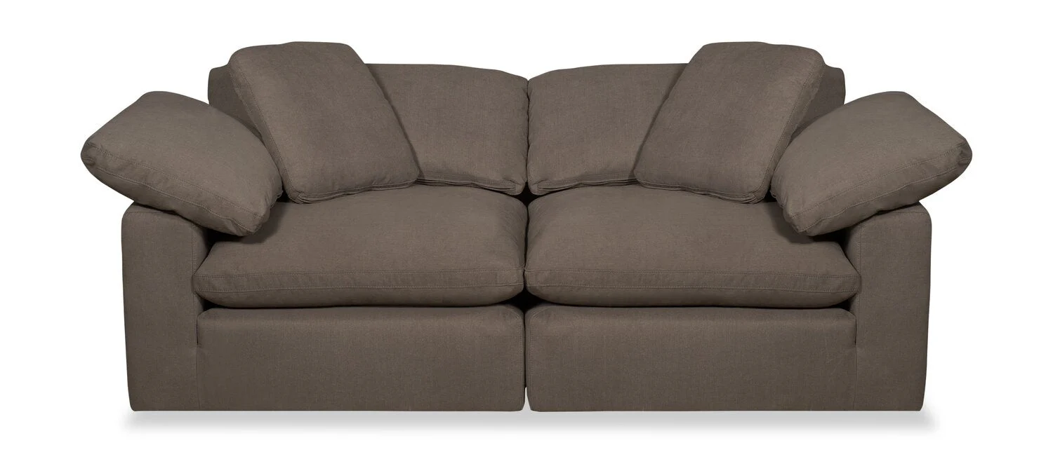 Dalyn Linen-Look Fabric Modular Loveseat - Slate