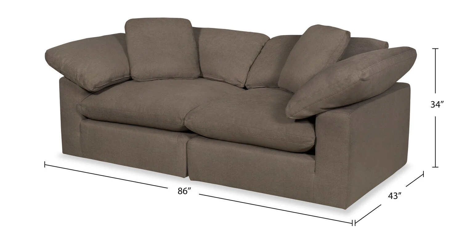 Dalyn Linen-Look Fabric Modular Loveseat - Slate - Image 7