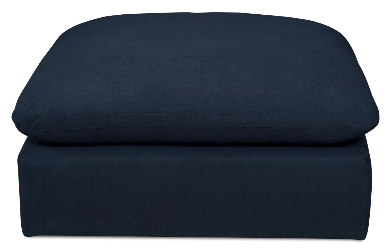 Dalyn Linen-Look Fabric Ottoman - Navy - Image 2