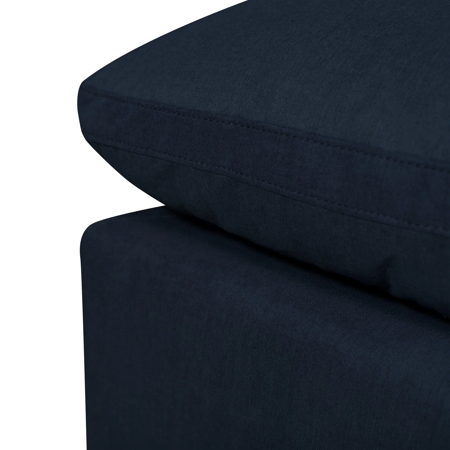 Dalyn Linen-Look Fabric Ottoman - Navy - Image 3