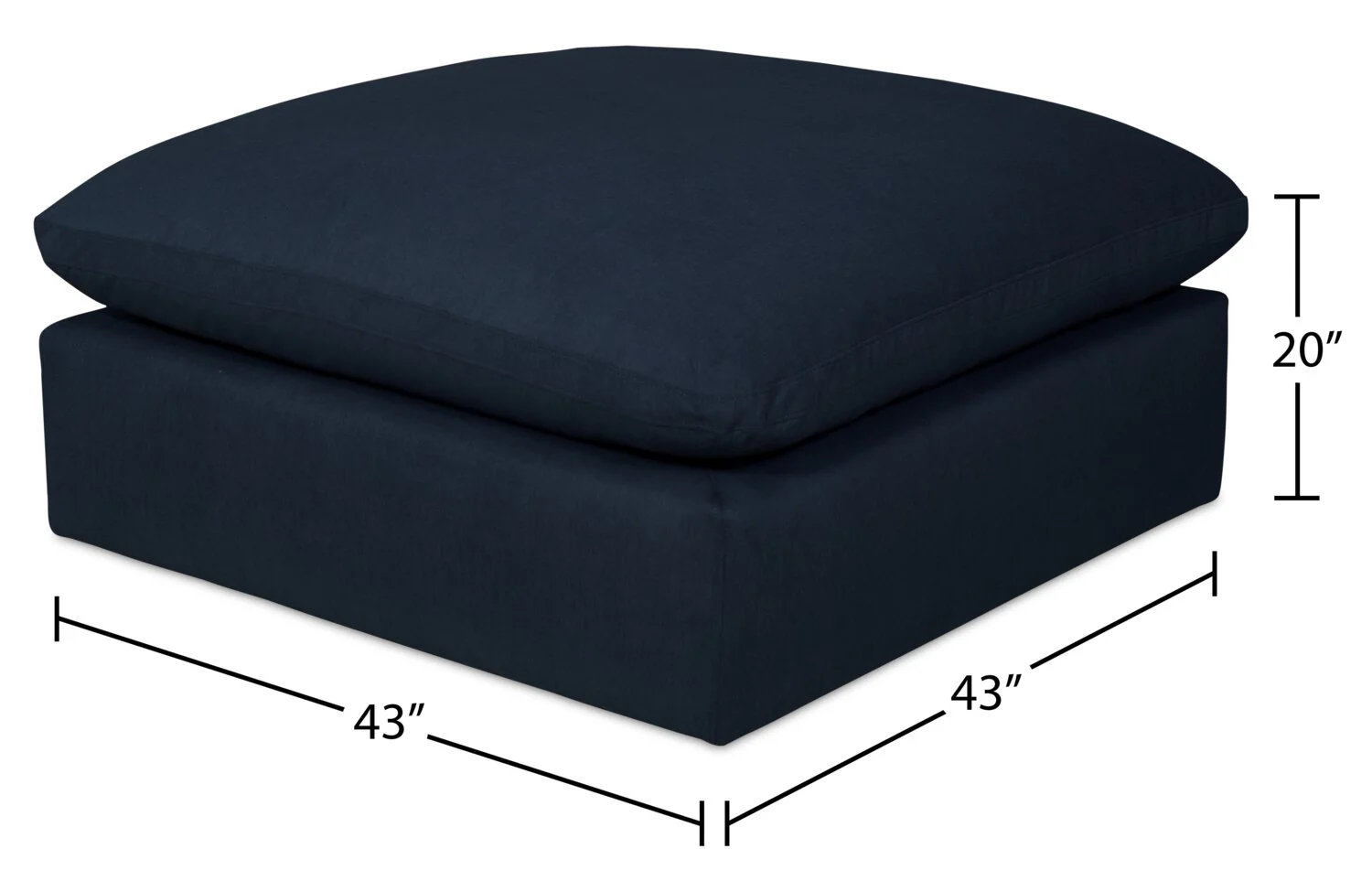 Dalyn Linen-Look Fabric Ottoman - Navy - Image 5