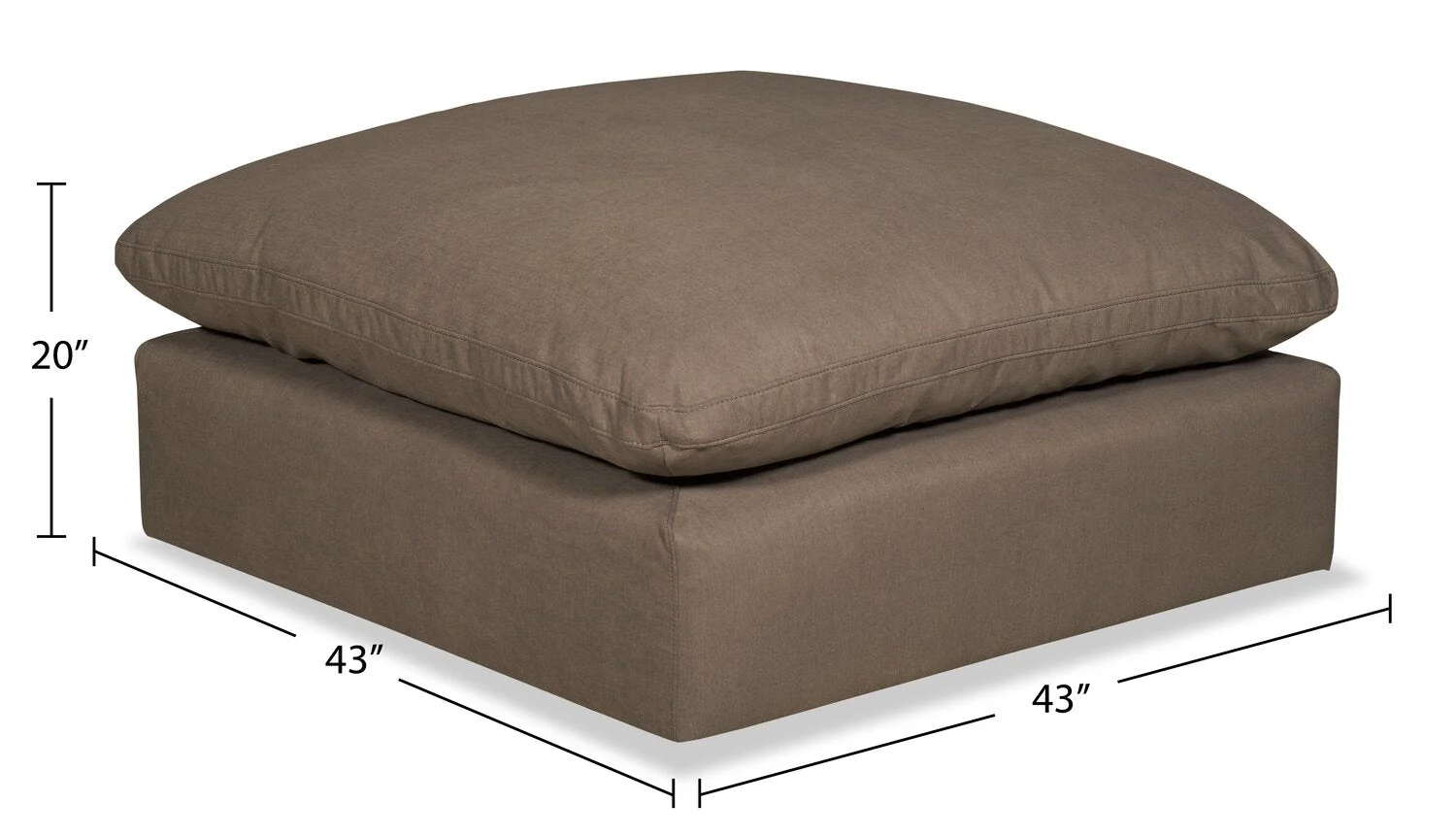 Dalyn Linen-Look Fabric Ottoman - Slate - Image 3