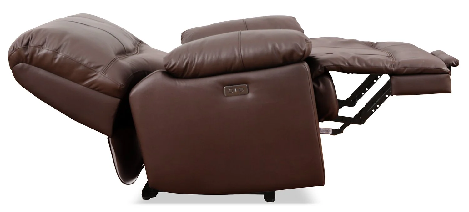 Darlington Genuine Leather Power Recliner - Brown - Image 4