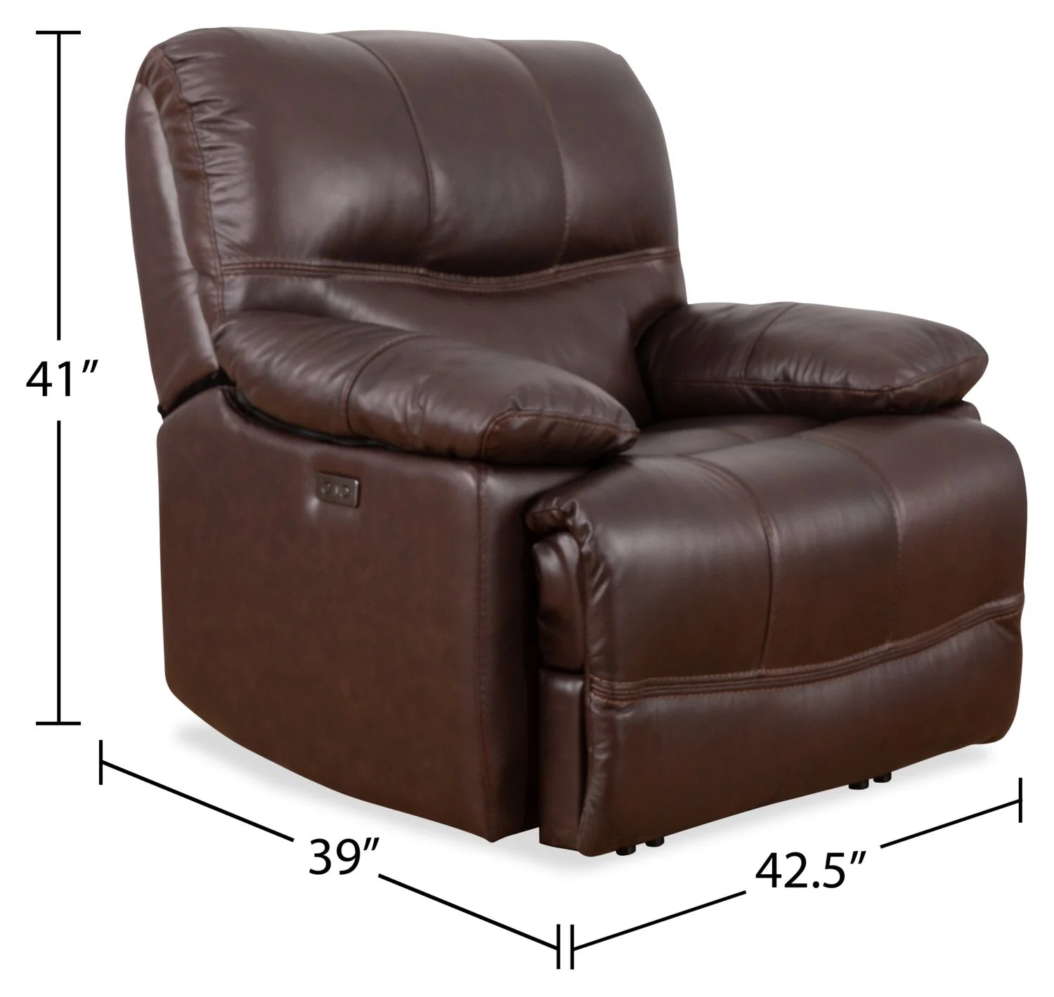 Darlington Genuine Leather Power Recliner - Brown - Image 9