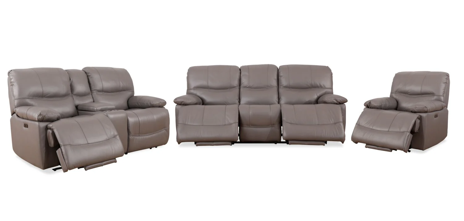 Darlington Genuine Leather Power Recliner - Grey - Image 5