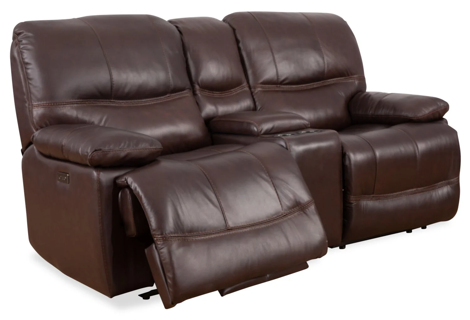 Darlington Genuine Leather Power Reclining Loveseat - Brown - Image 3