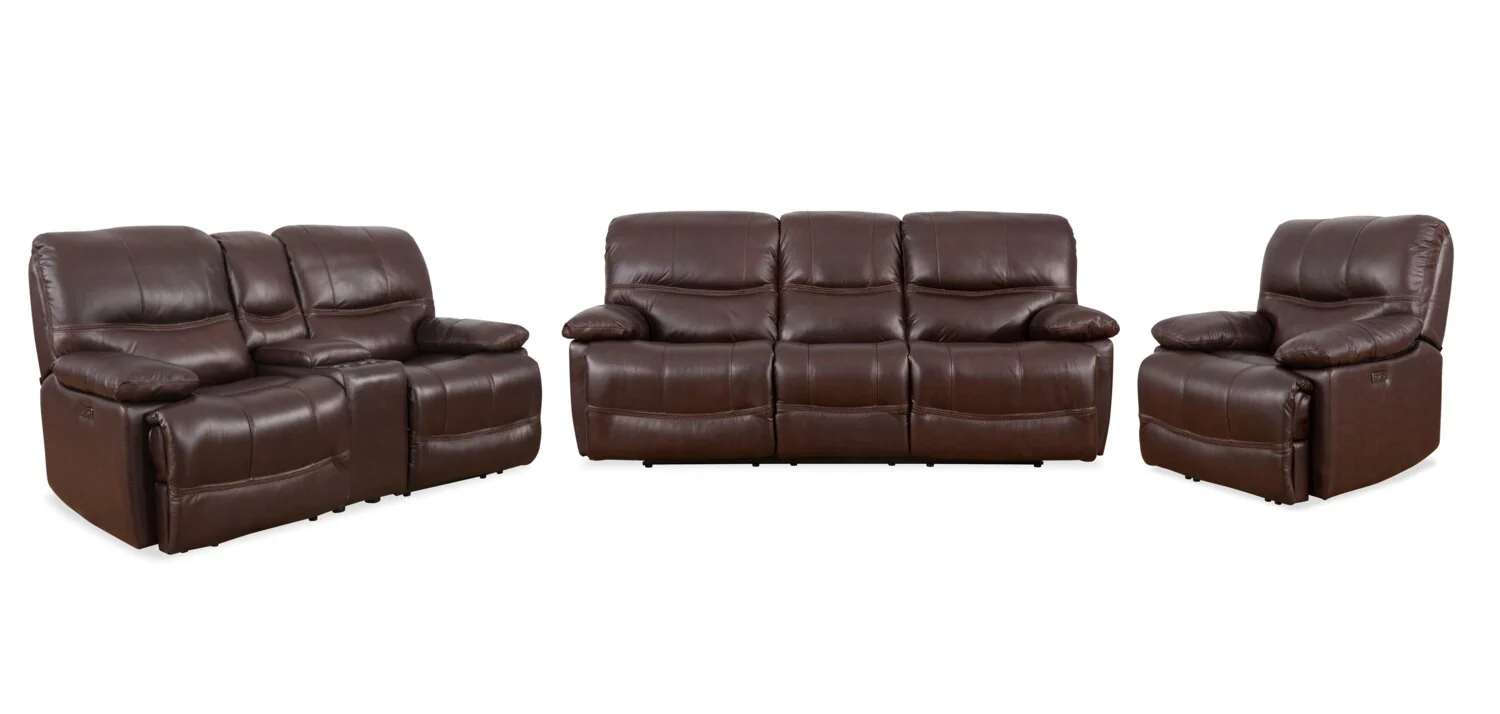 Darlington Genuine Leather Power Reclining Loveseat - Brown - Image 6