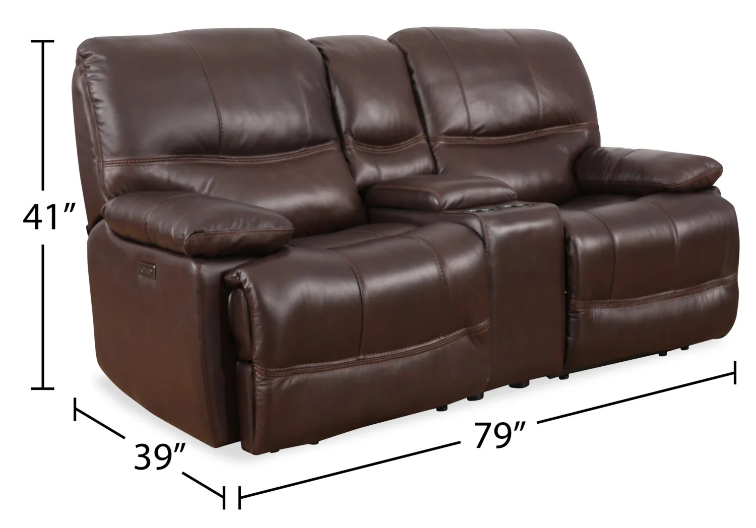 Darlington Genuine Leather Power Reclining Loveseat - Brown - Image 8
