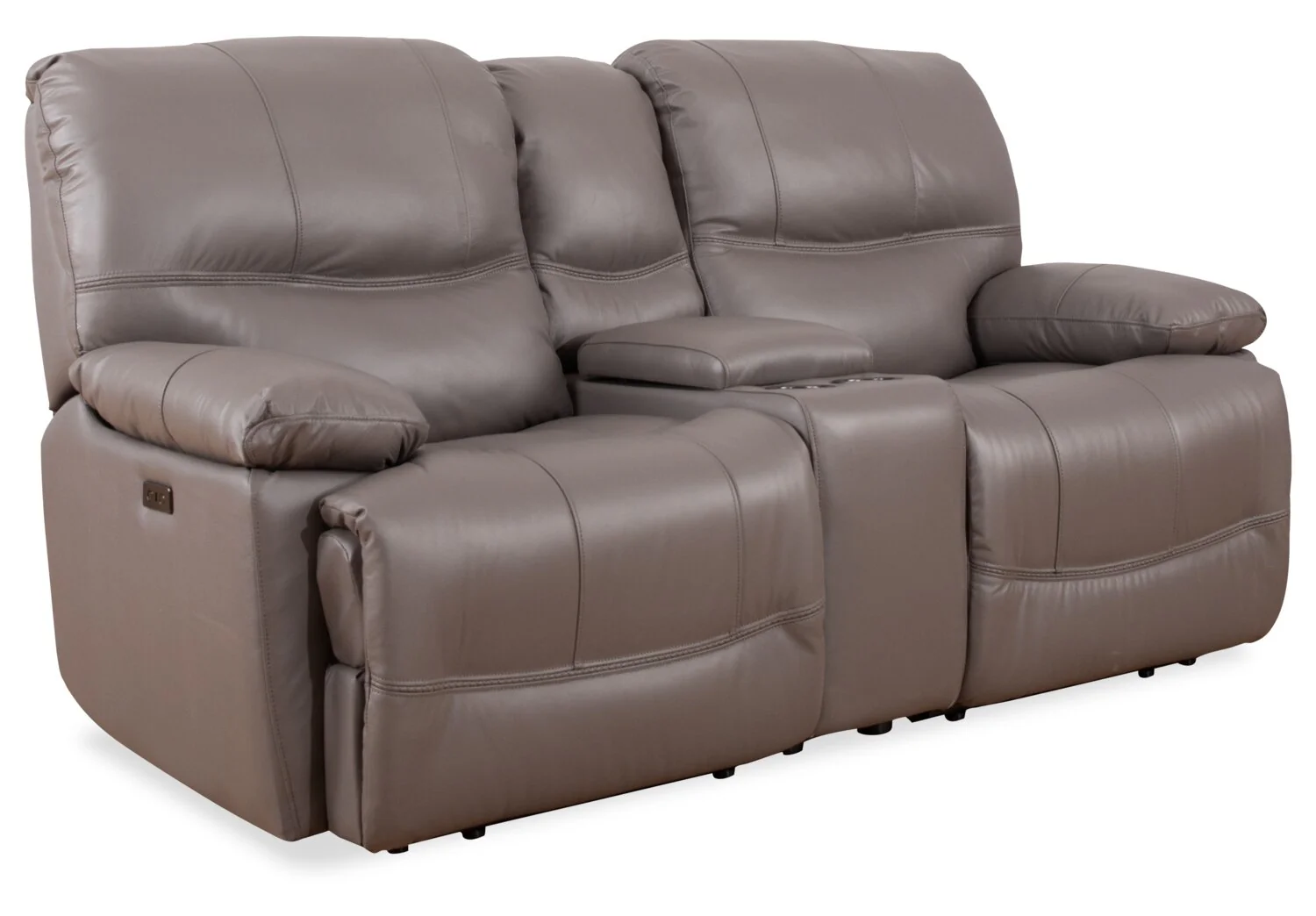 Darlington Genuine Leather Power Reclining Loveseat - Grey - Image 2
