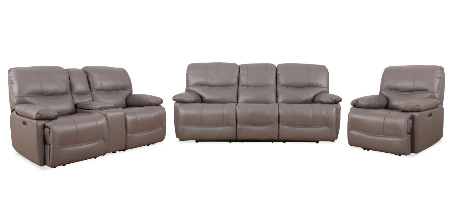 Darlington Genuine Leather Power Reclining Loveseat - Grey - Image 6
