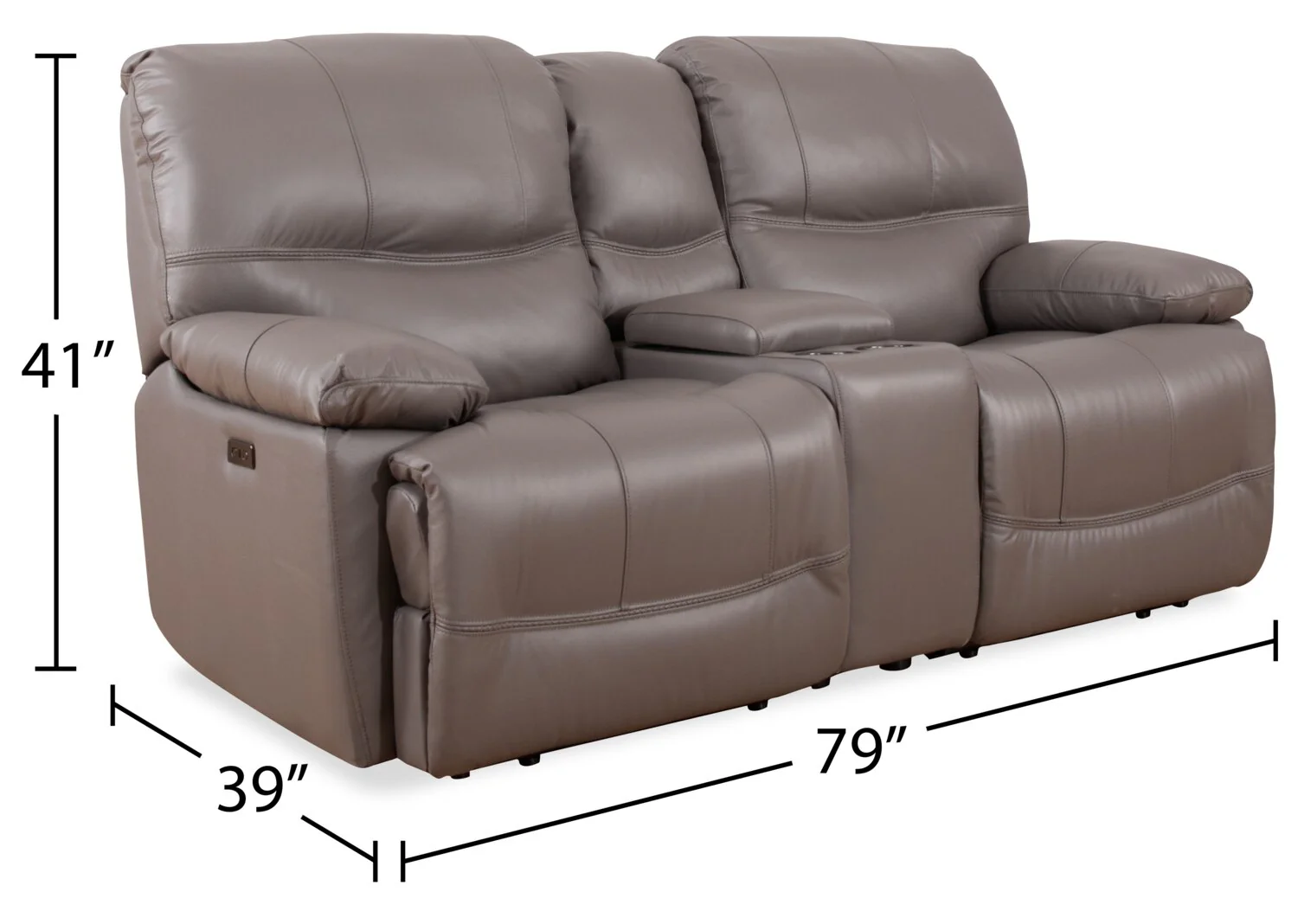Darlington Genuine Leather Power Reclining Loveseat - Grey - Image 7