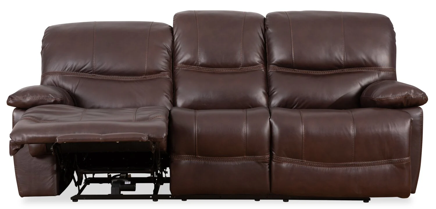 Darlington Genuine Leather Power Reclining Sofa - Brown - Image 3