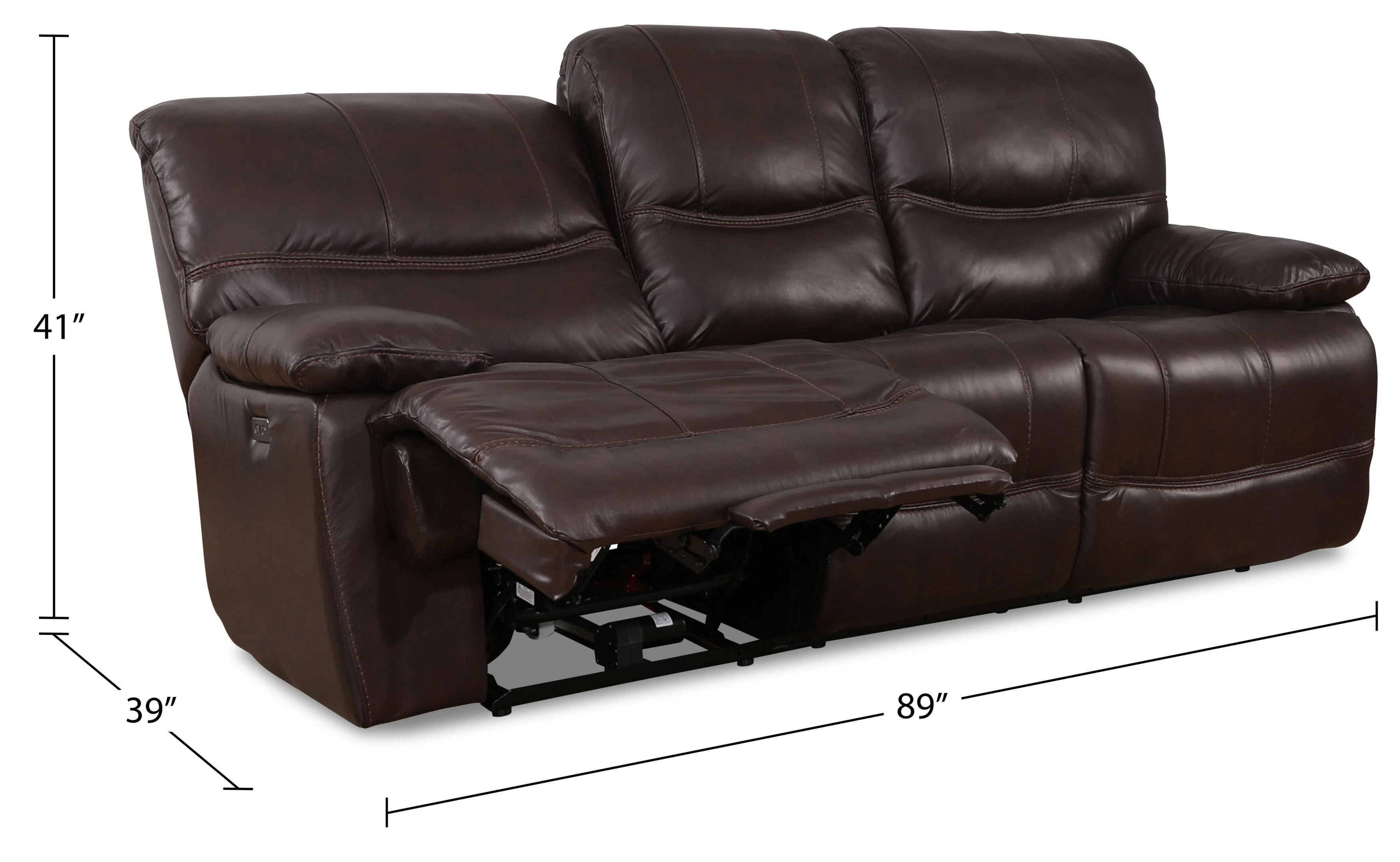 Darlington Genuine Leather Power Reclining Sofa - Brown - Image 9