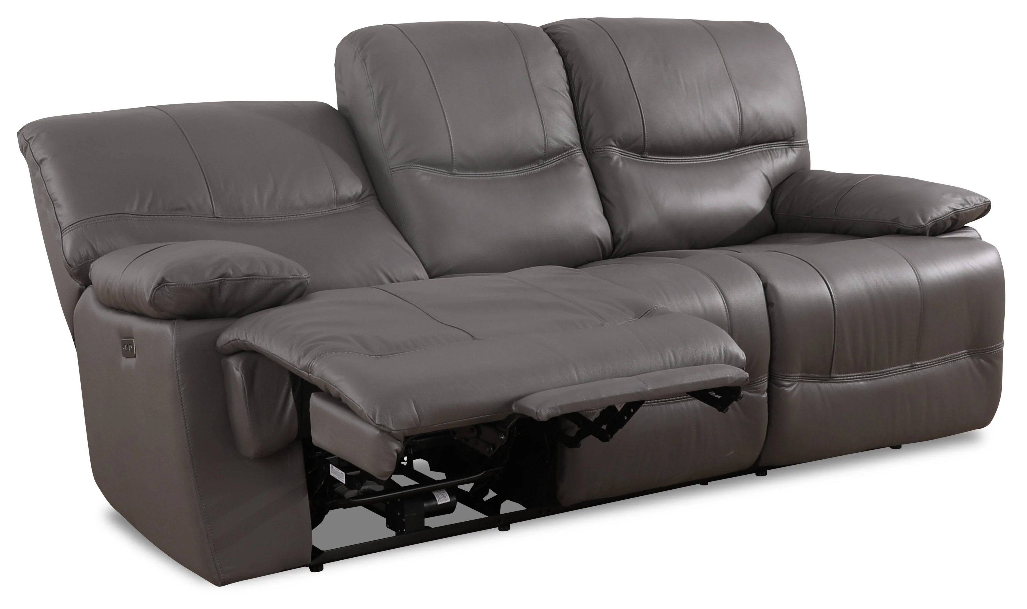 Darlington Genuine Leather Power Reclining Sofa - Grey - Image 2