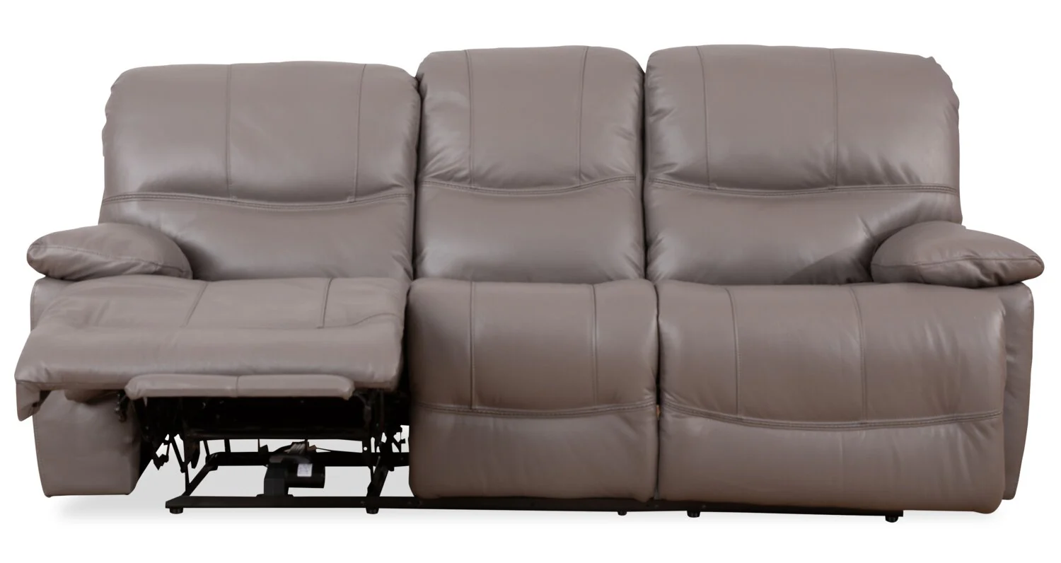 Darlington Genuine Leather Power Reclining Sofa - Grey - Image 3