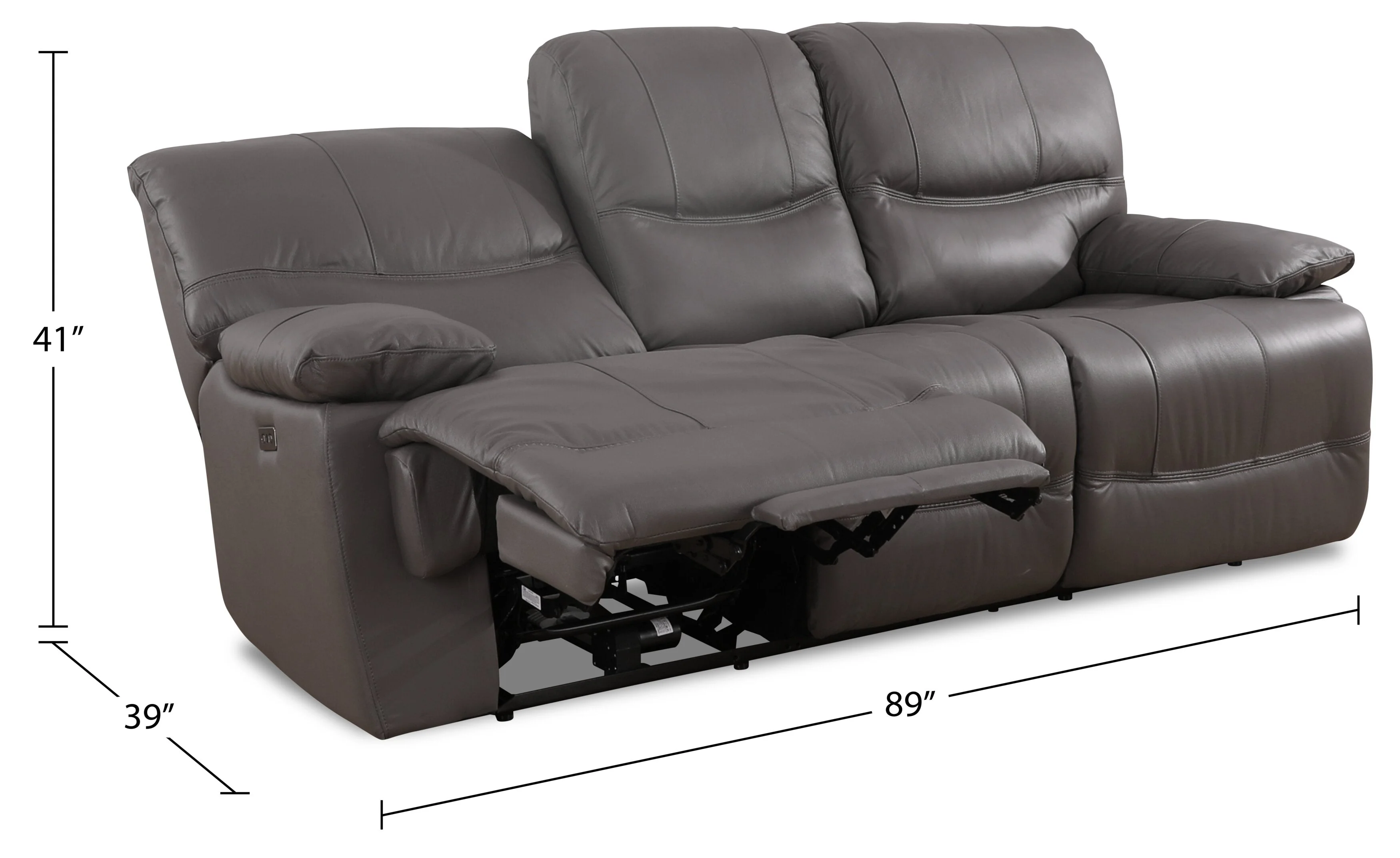 Darlington Genuine Leather Power Reclining Sofa - Grey - Image 8