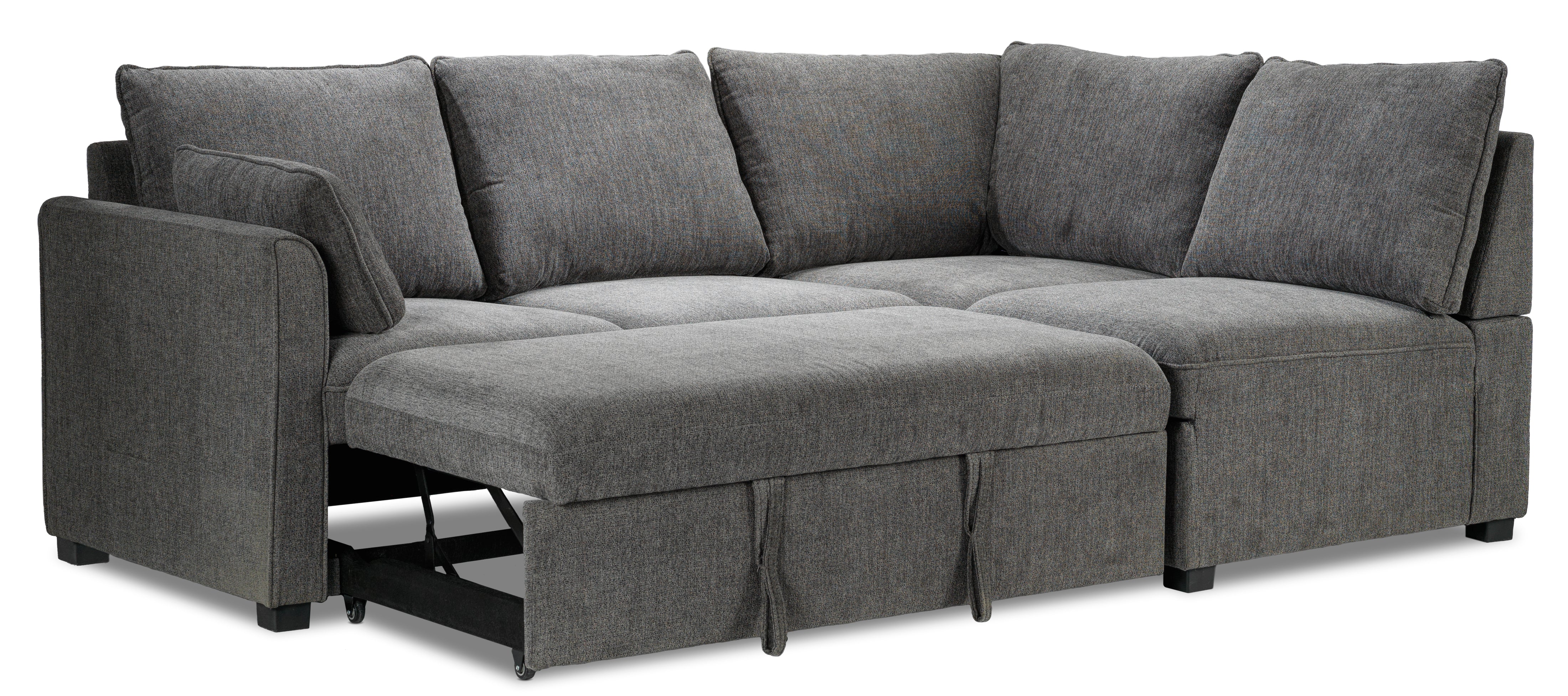 Delta Left-Facing Sectional Sleeper Sofa with Pop-Up Bed - Grey - Image 11