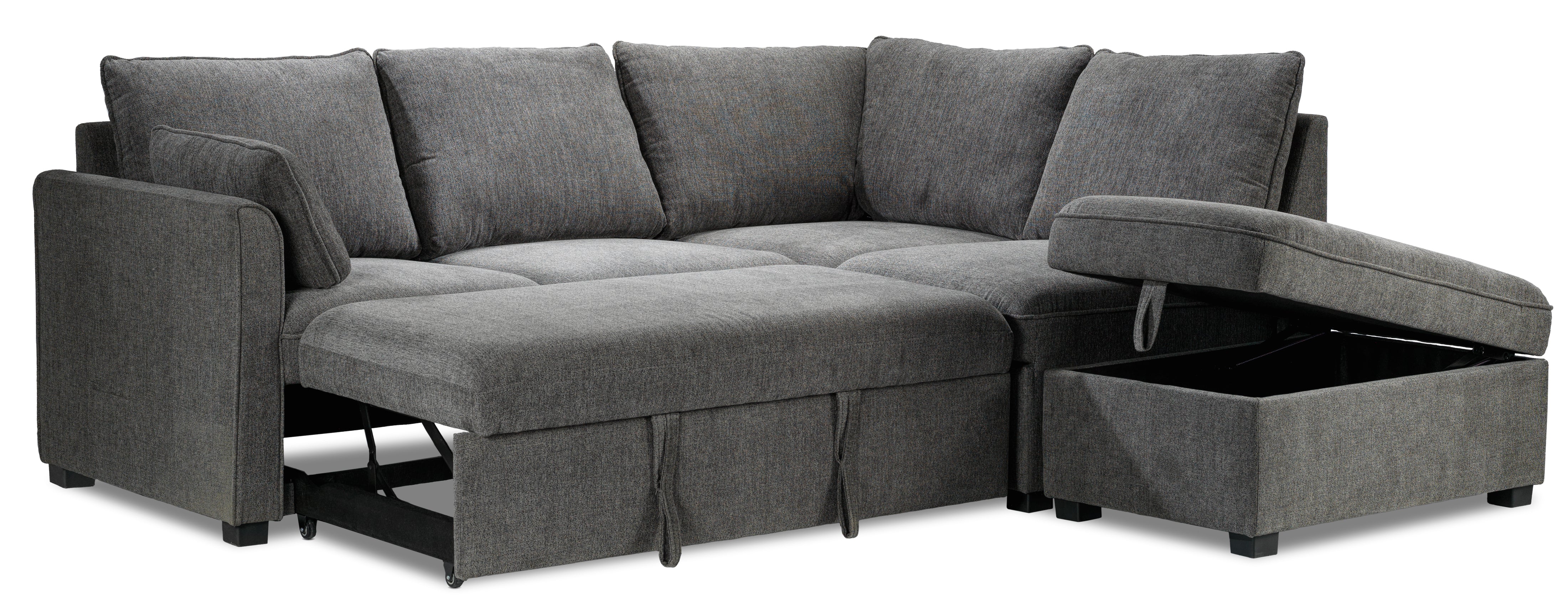 Delta Left-Facing Sectional Sleeper Sofa with Pop-Up Bed - Grey - Image 12