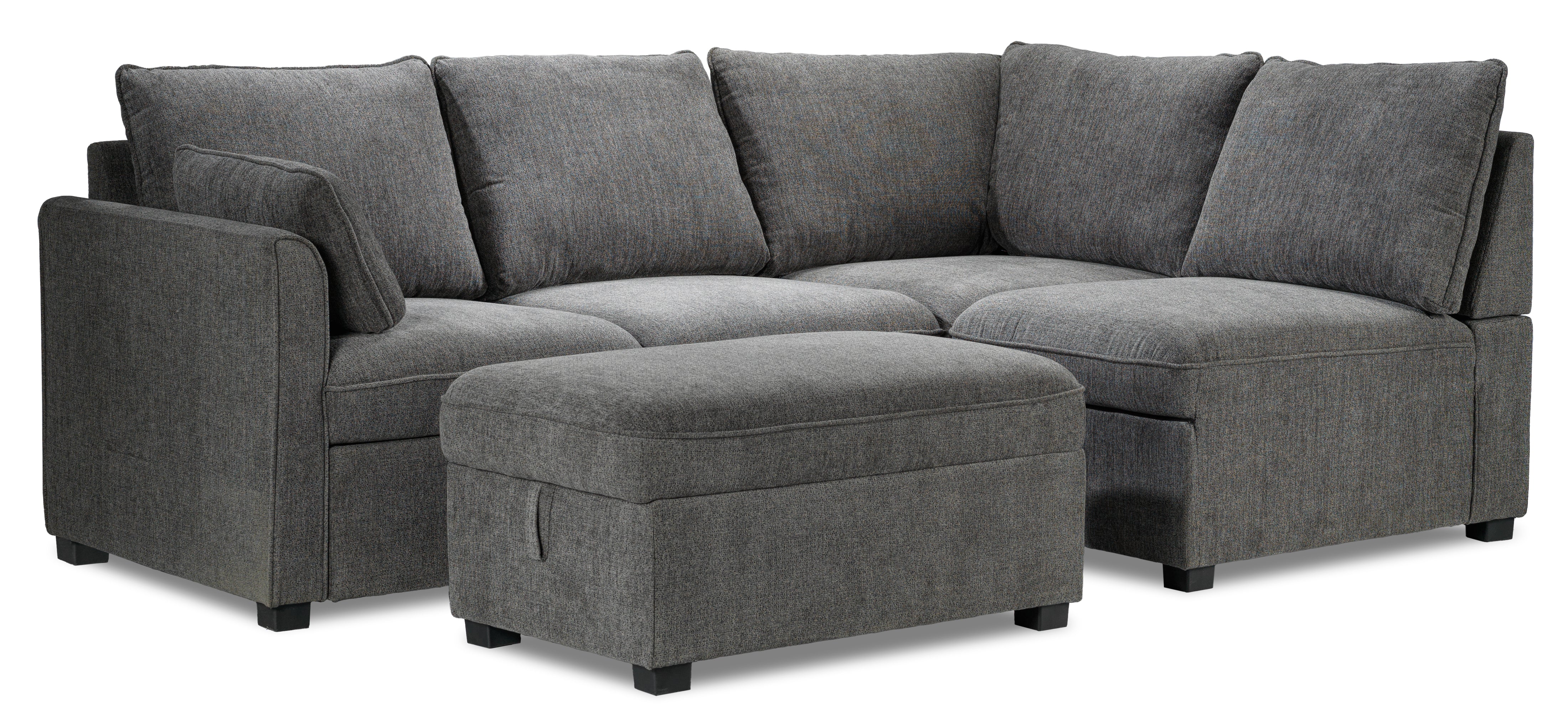 Delta Left-Facing Sectional Sleeper Sofa with Pop-Up Bed - Grey - Image 4