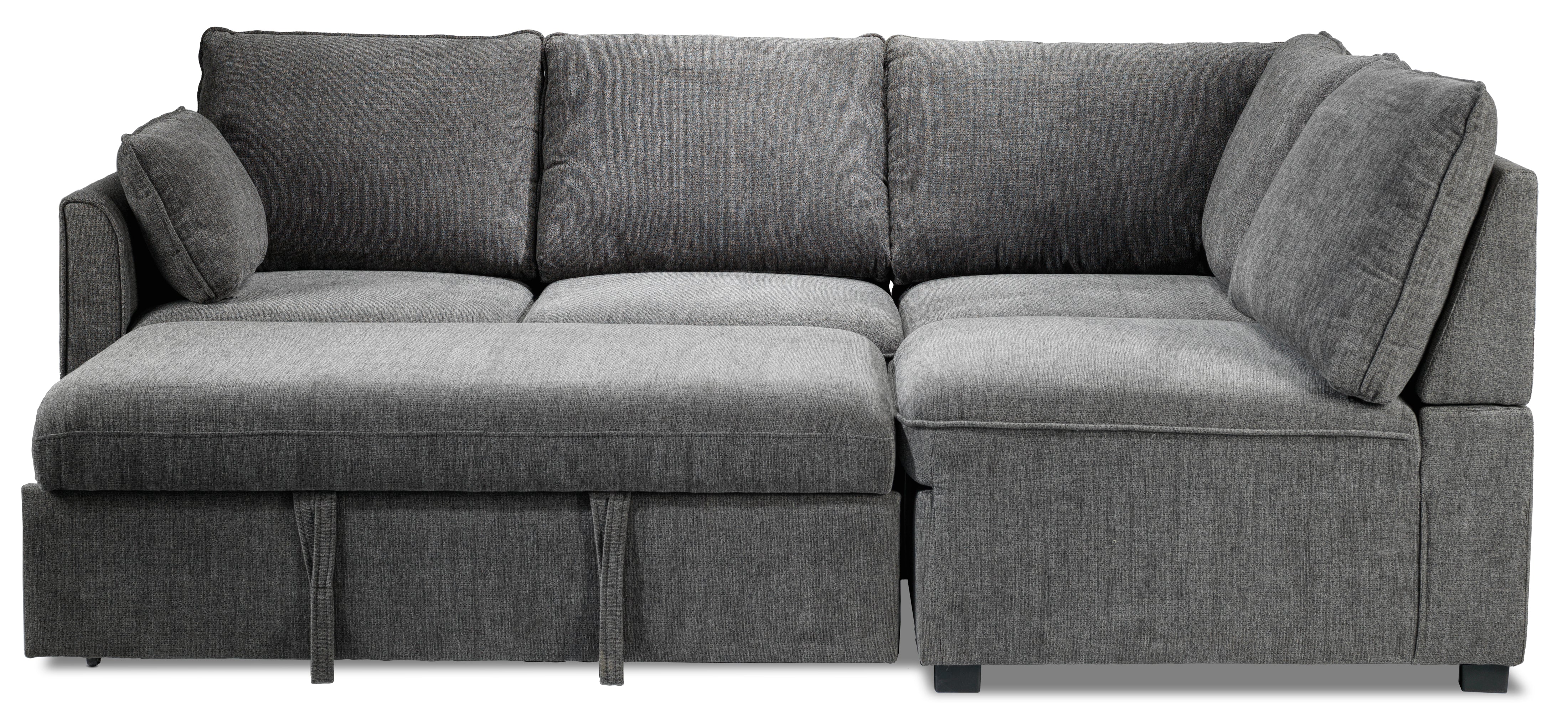 Delta Left-Facing Sectional Sleeper Sofa with Pop-Up Bed - Grey - Image 7