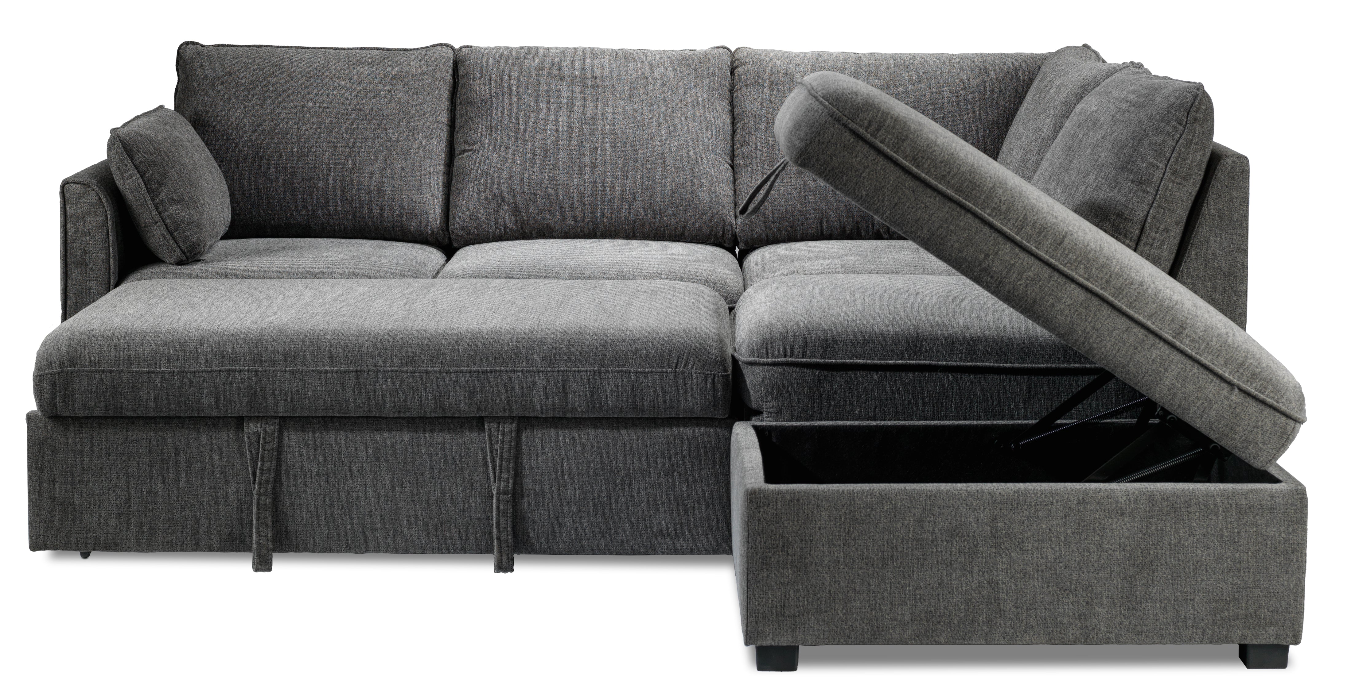 Delta Left-Facing Sectional Sleeper Sofa with Pop-Up Bed - Grey - Image 8
