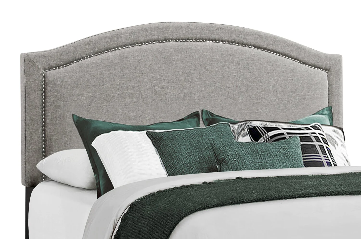 Diamant Linen-Look Fabric Queen Bed - Grey - Image 5