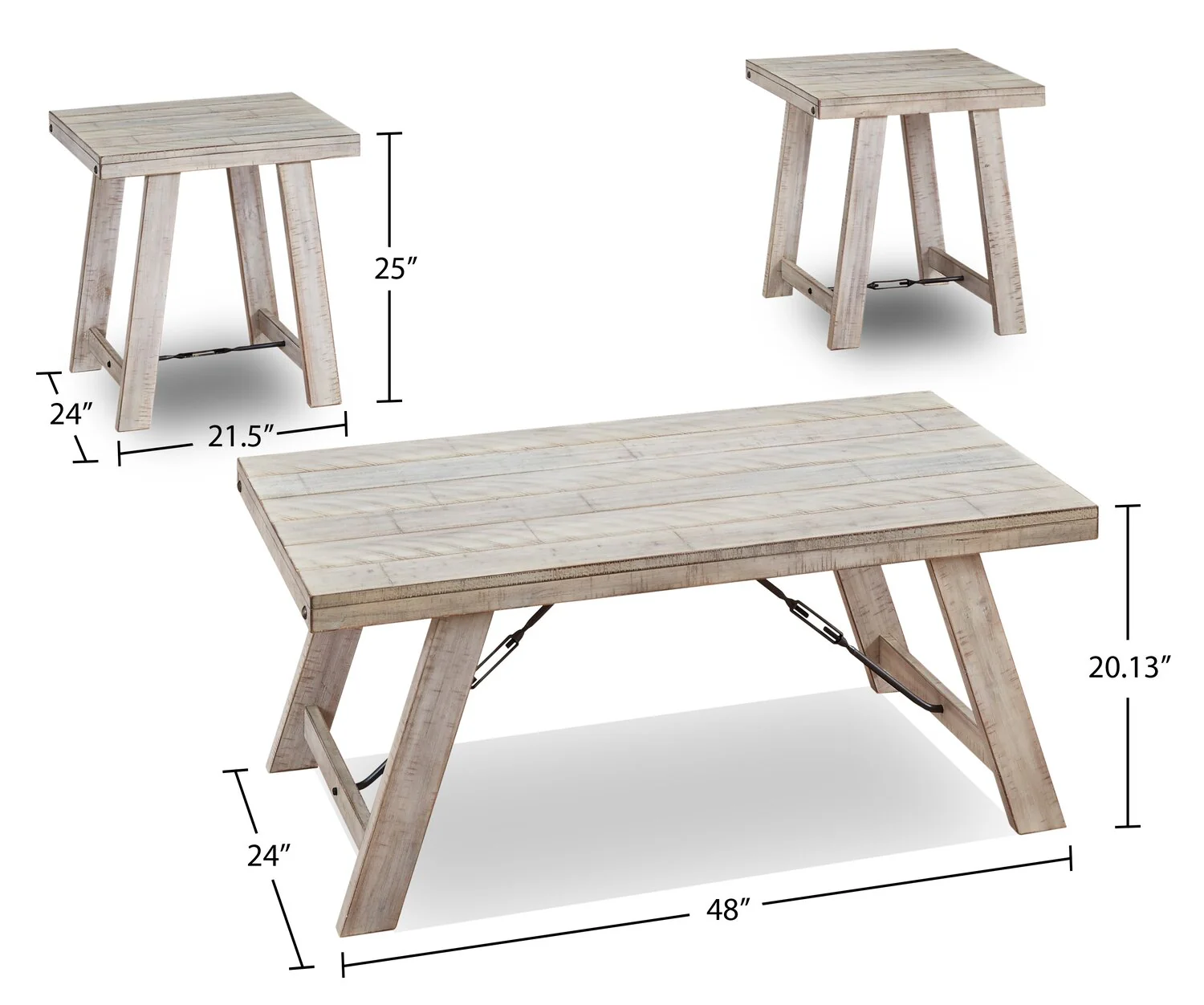 Dominic 3-Piece Coffee and Two End Tables Package - Image 7