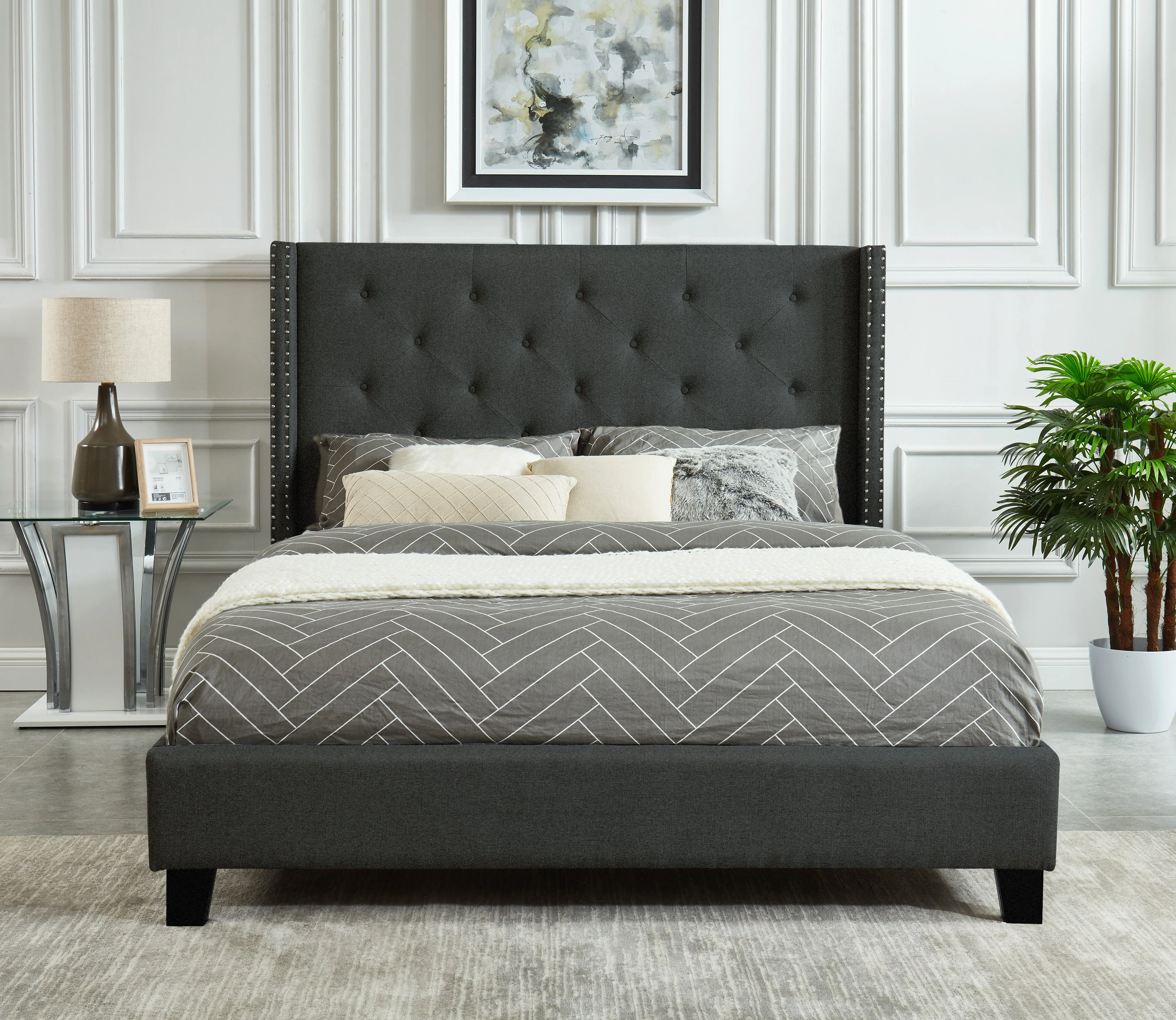 Dorsey King Bed - Dark Grey - Image 3