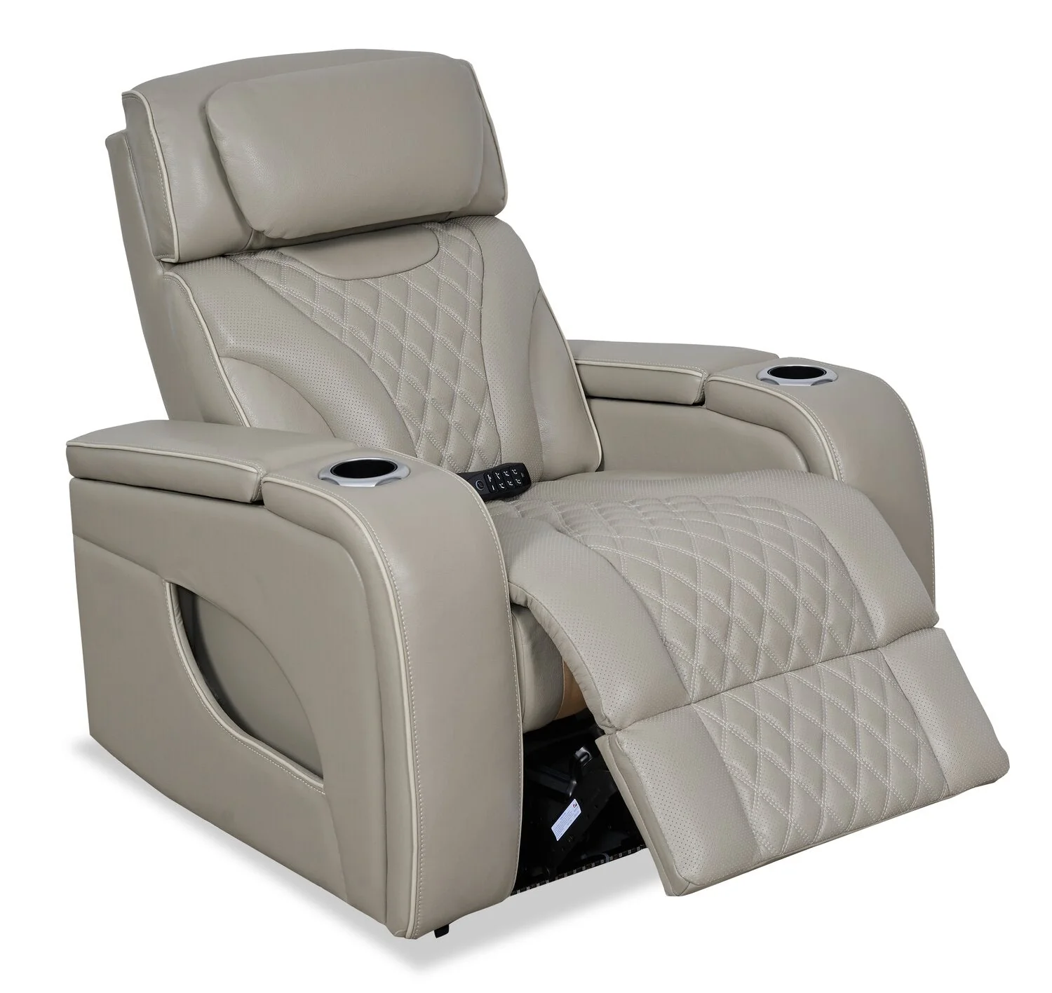 Drake Genuine Leather Power Recliner with Massage Function and Power Headrest - Grey - Image 2