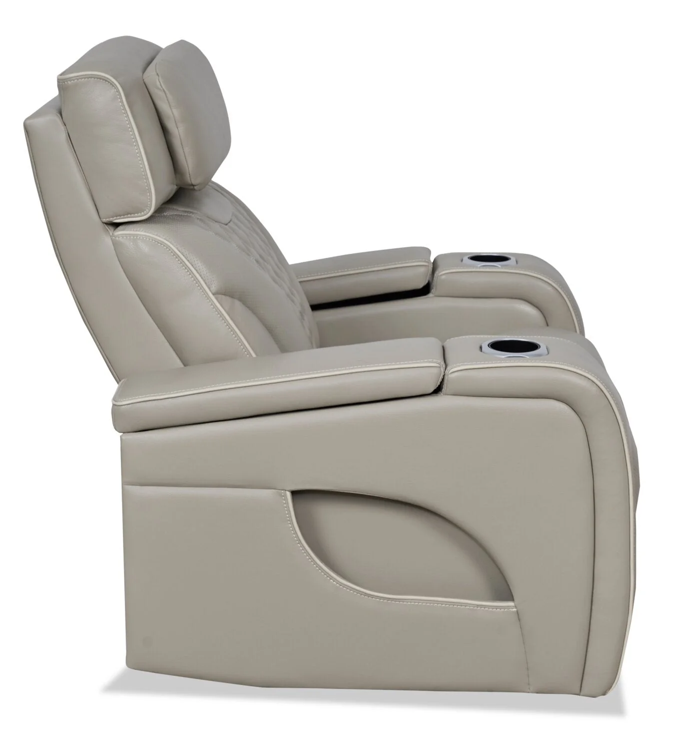 Drake Genuine Leather Power Recliner with Massage Function and Power Headrest - Grey - Image 8