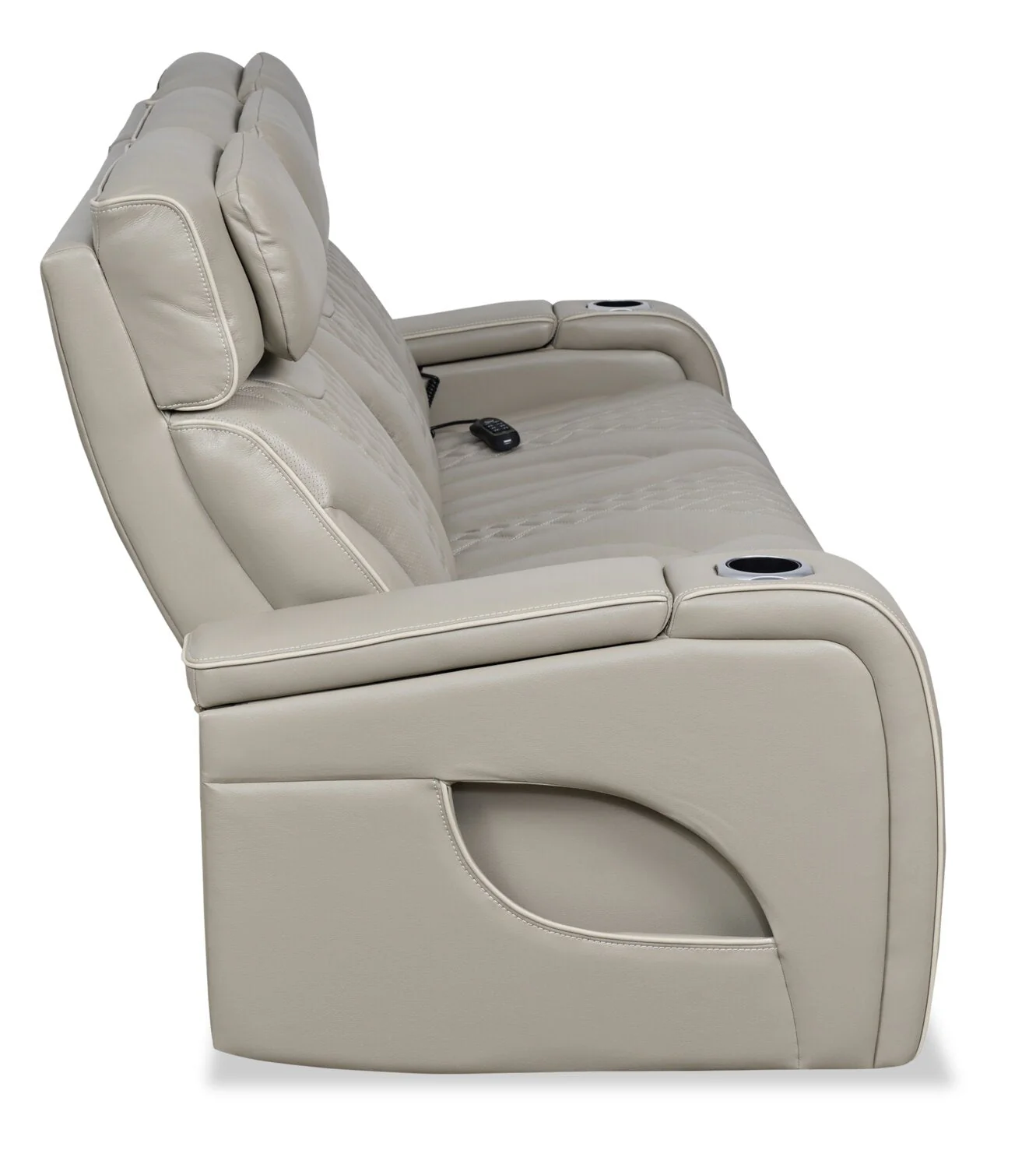 Drake Genuine Leather Power Reclining Sofa with Massage Function and Power Headrests - Grey - Image 8