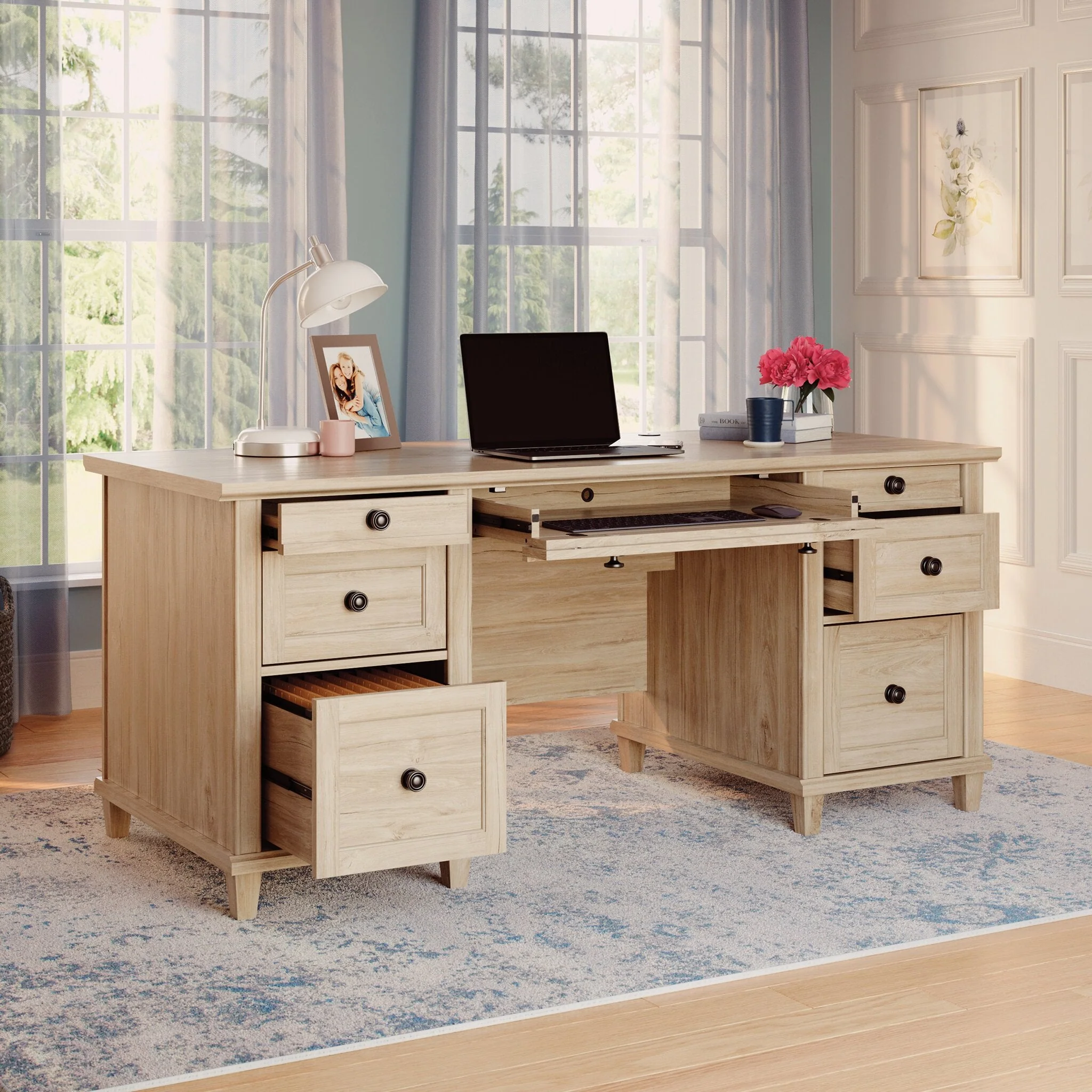 Duffin Commercial Grade Executive Desk - Chalk Oak - Image 9