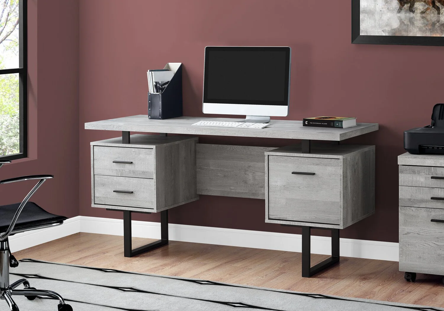 Elley Reversible Desk - Light Grey - Image 3