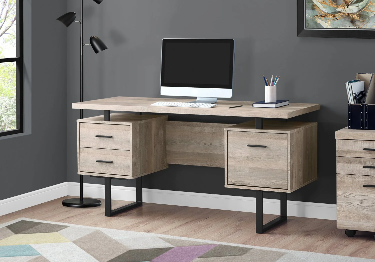 Elley Reversible Desk - Taupe - Image 3