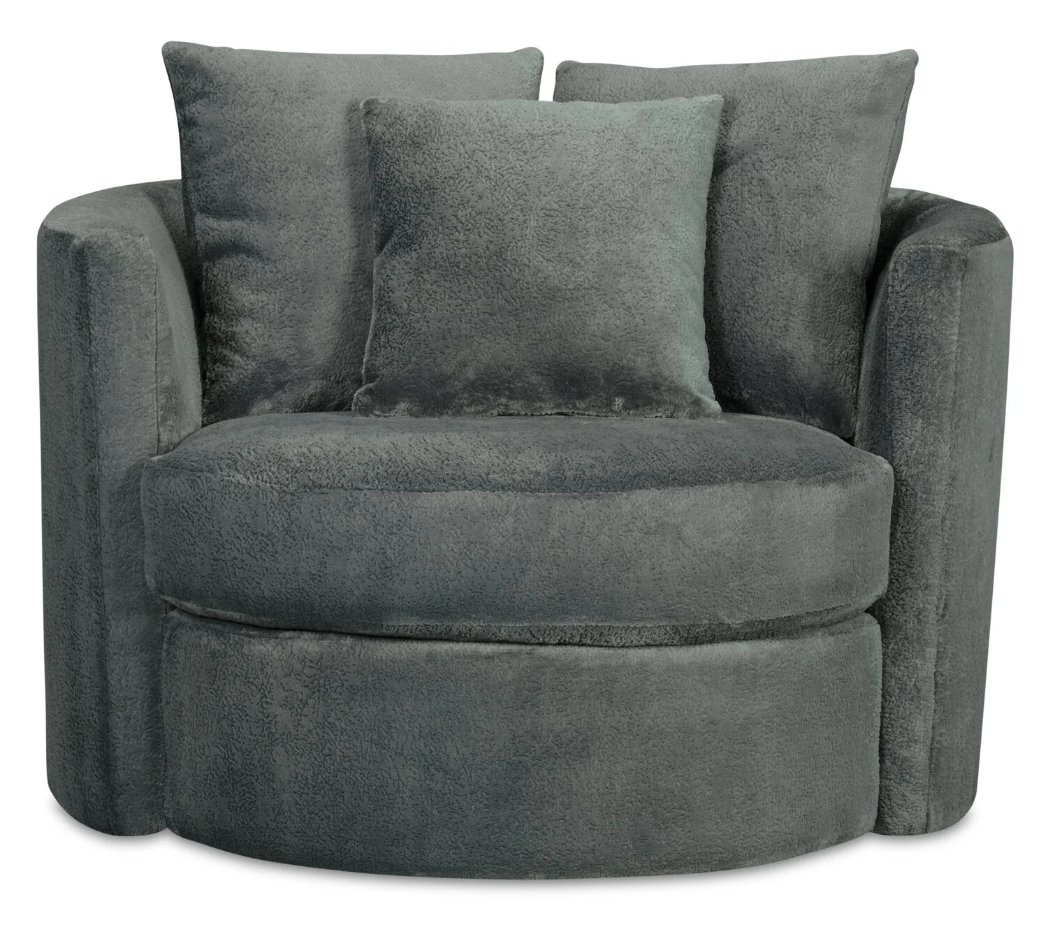 Ellis Chenille Swivel Cuddler Chair - Plush Thunder - Image 2