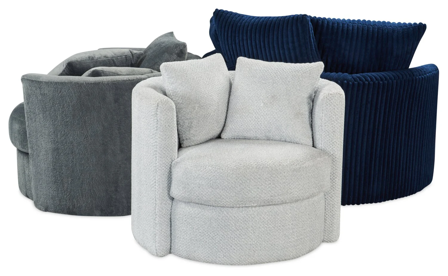 Ellis Chenille Swivel Cuddler Chair - Plush Thunder - Image 7