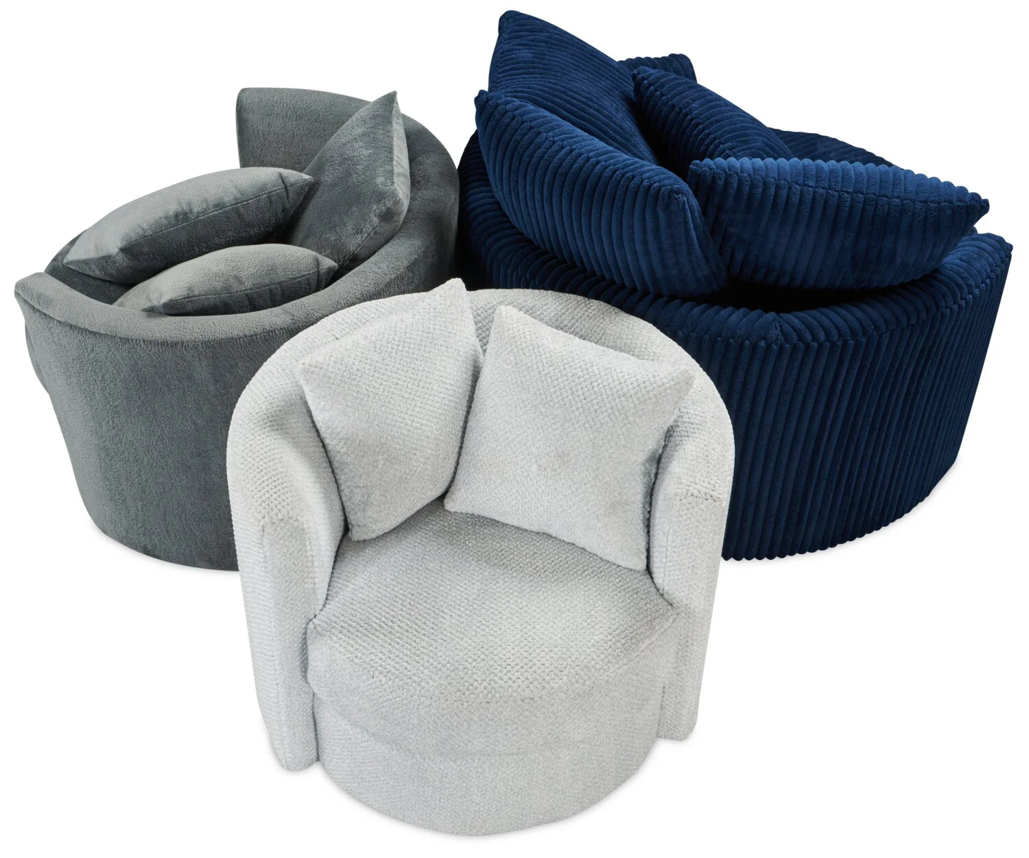 Ellis Chenille Swivel Cuddler Chair - Plush Thunder - Image 8