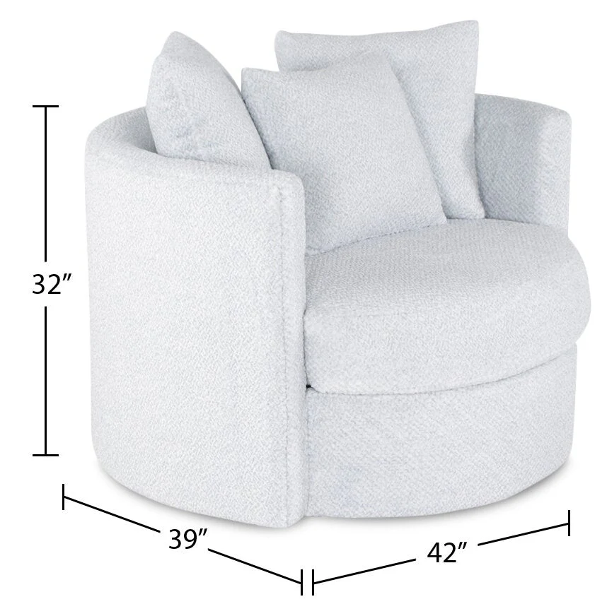 Ellis Chenille Swivel Cuddler Chair - Teddy Star - Image 4