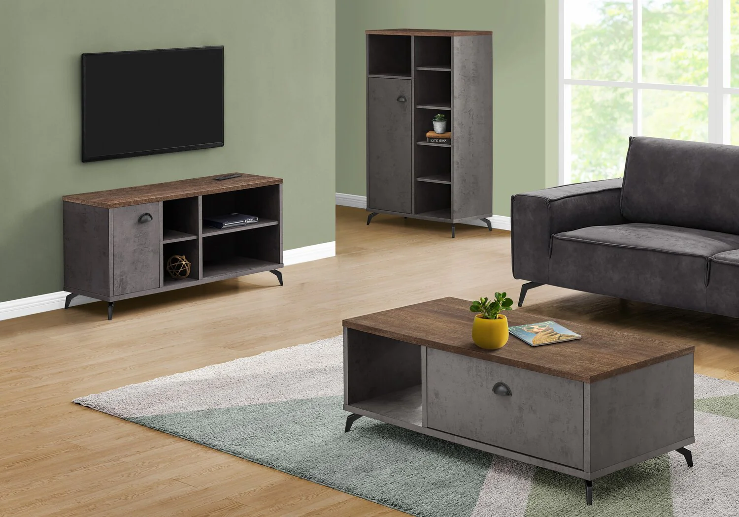 Enno 48" TV Stand - Grey - Image 2