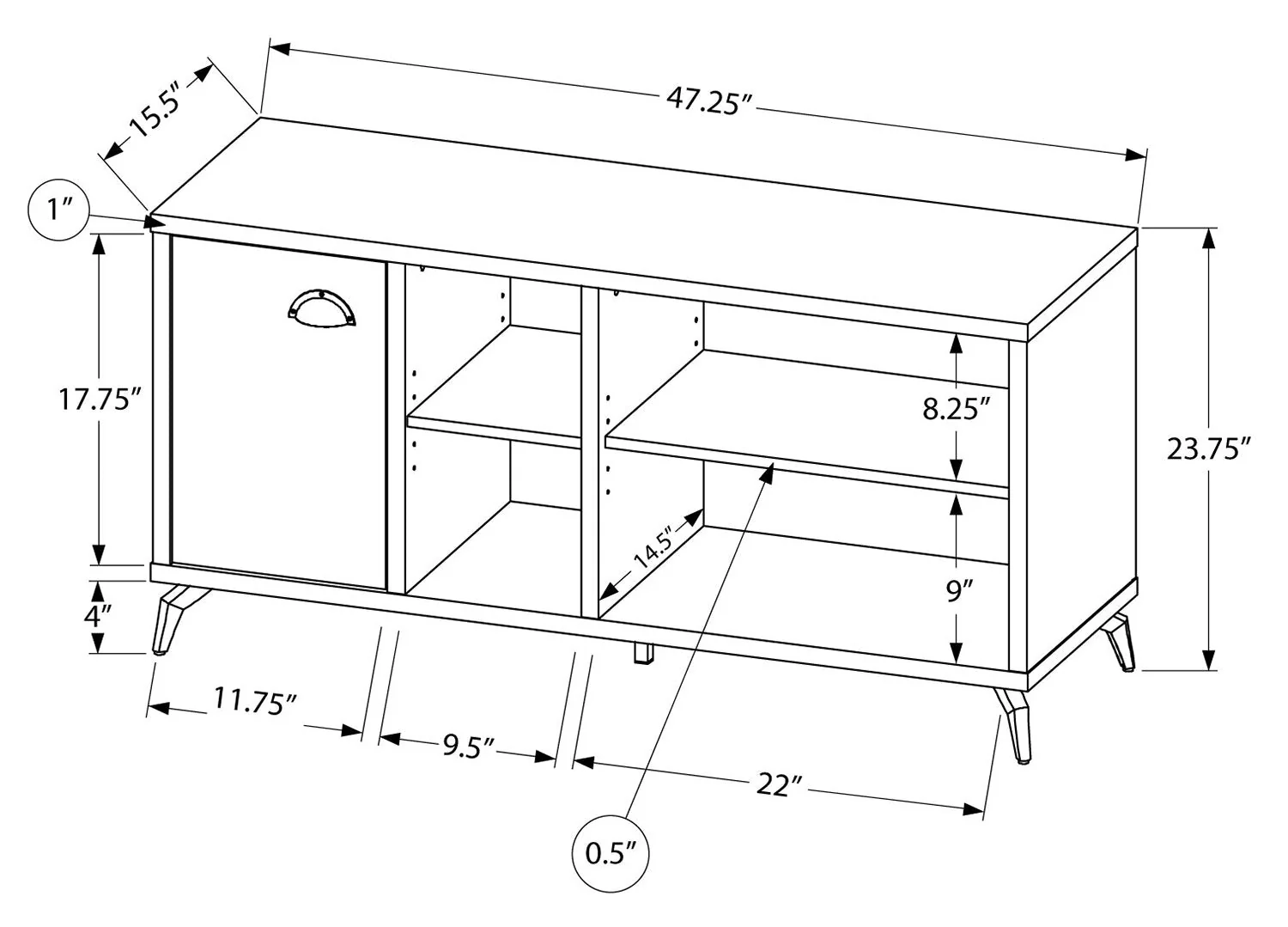 Enno 48" TV Stand - Grey - Image 3
