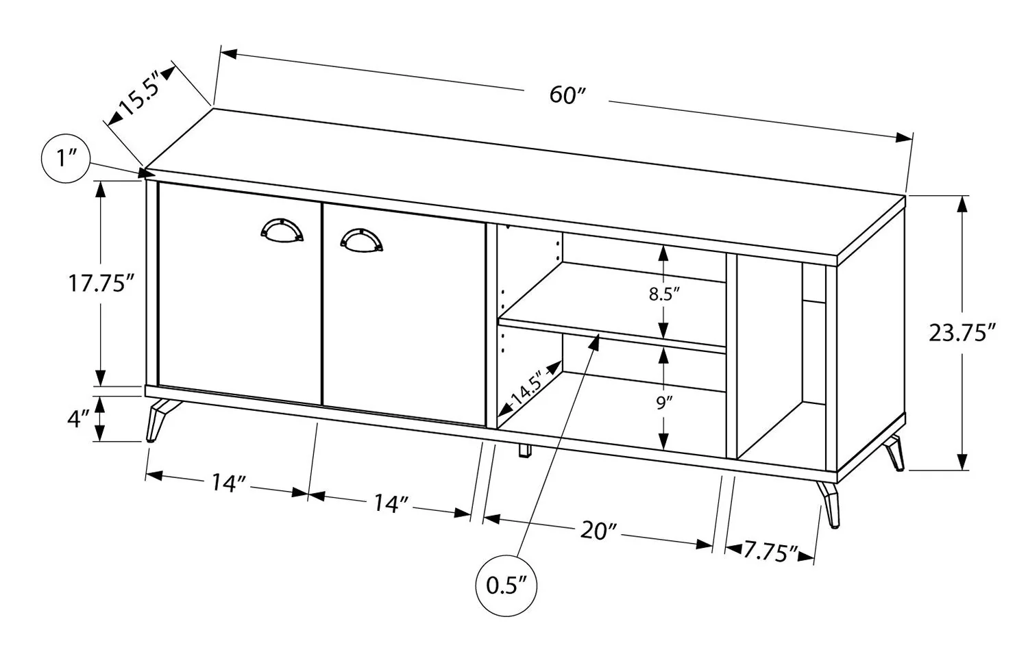 Enno 60" TV Stand - White - Image 4
