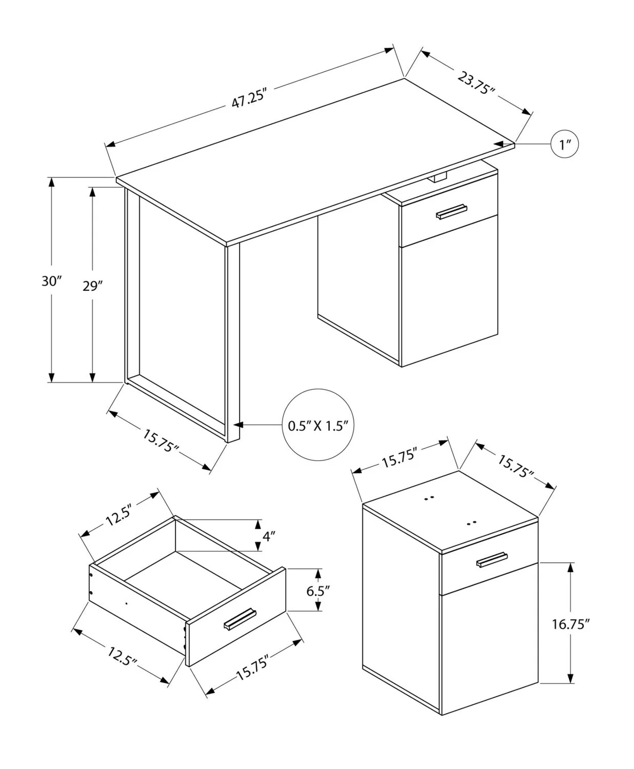 Farrier Reversible Desk - Grey - Image 4