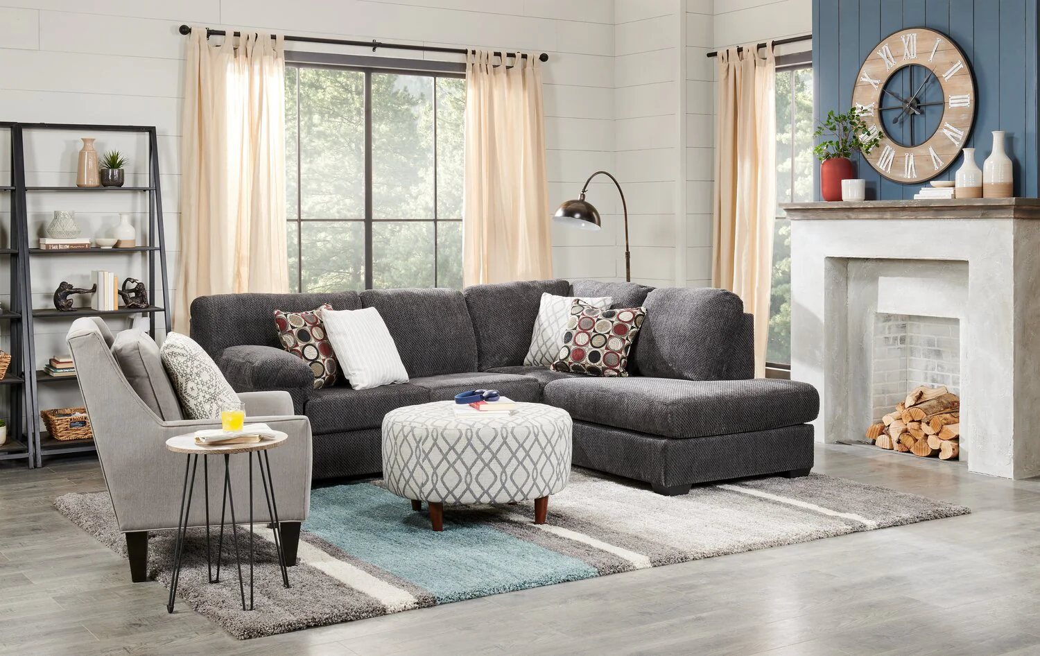 Farrow 2-Piece Chenille Right-Facing Condo Sectional - Grey - Image 4
