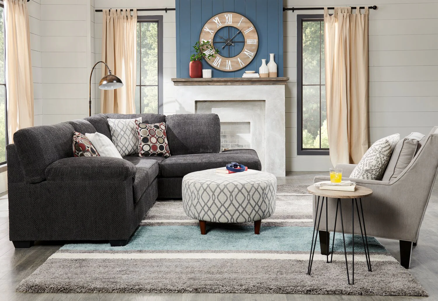 Farrow 2-Piece Chenille Right-Facing Condo Sectional - Grey - Image 5