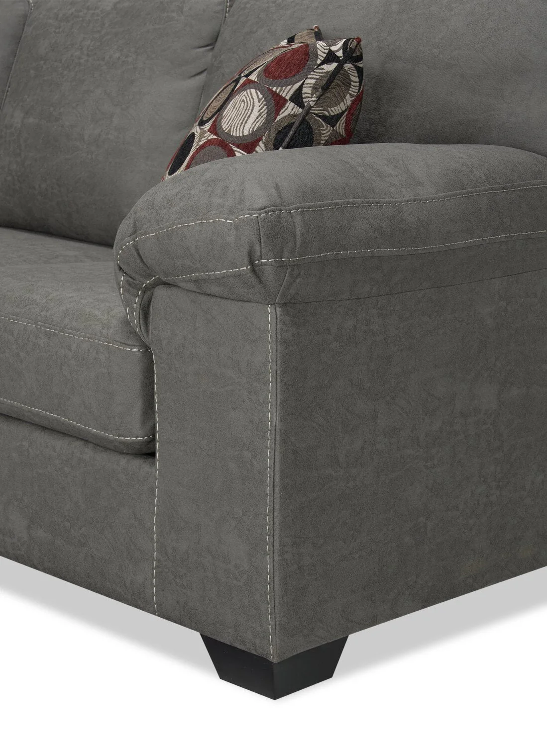 Farrow 2-Piece Leather-Look Fabric Left-Facing Condo Sectional - Grey - Image 3