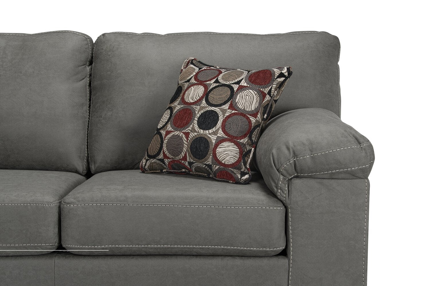 Farrow 2-Piece Leather-Look Fabric Left-Facing Condo Sectional - Grey - Image 5