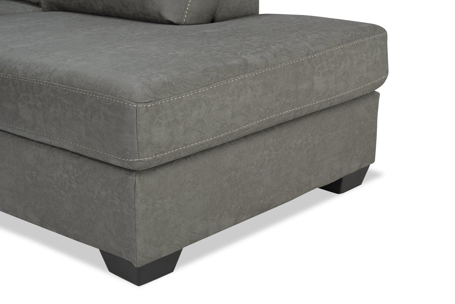 Farrow 2-Piece Leather-Look Fabric Right-Facing Condo Sectional - Grey - Image 4
