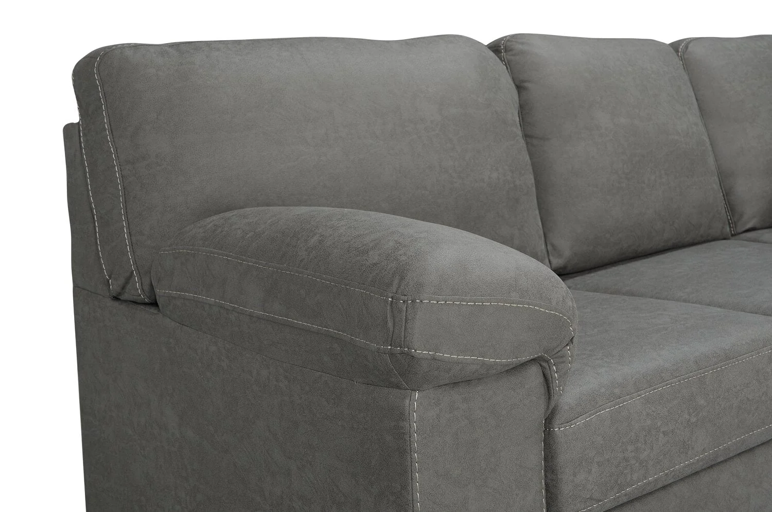 Farrow 2-Piece Leather-Look Fabric Right-Facing Condo Sectional - Grey - Image 6