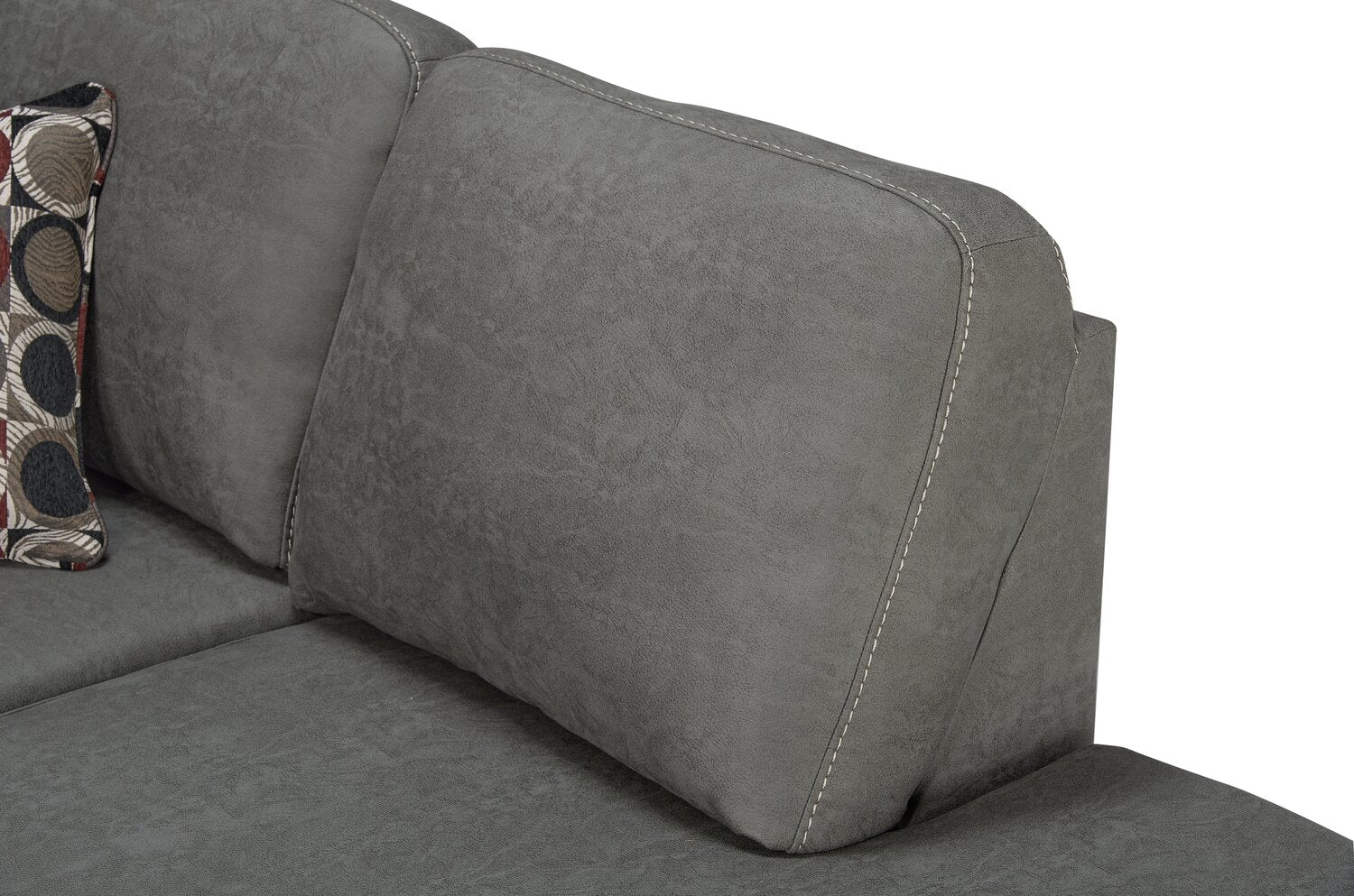 Farrow 2-Piece Leather-Look Fabric Right-Facing Condo Sectional - Grey - Image 7