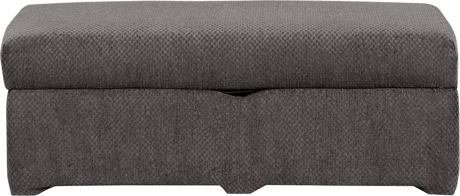 Farrow Chenille Storage Ottoman - Grey - Image 4